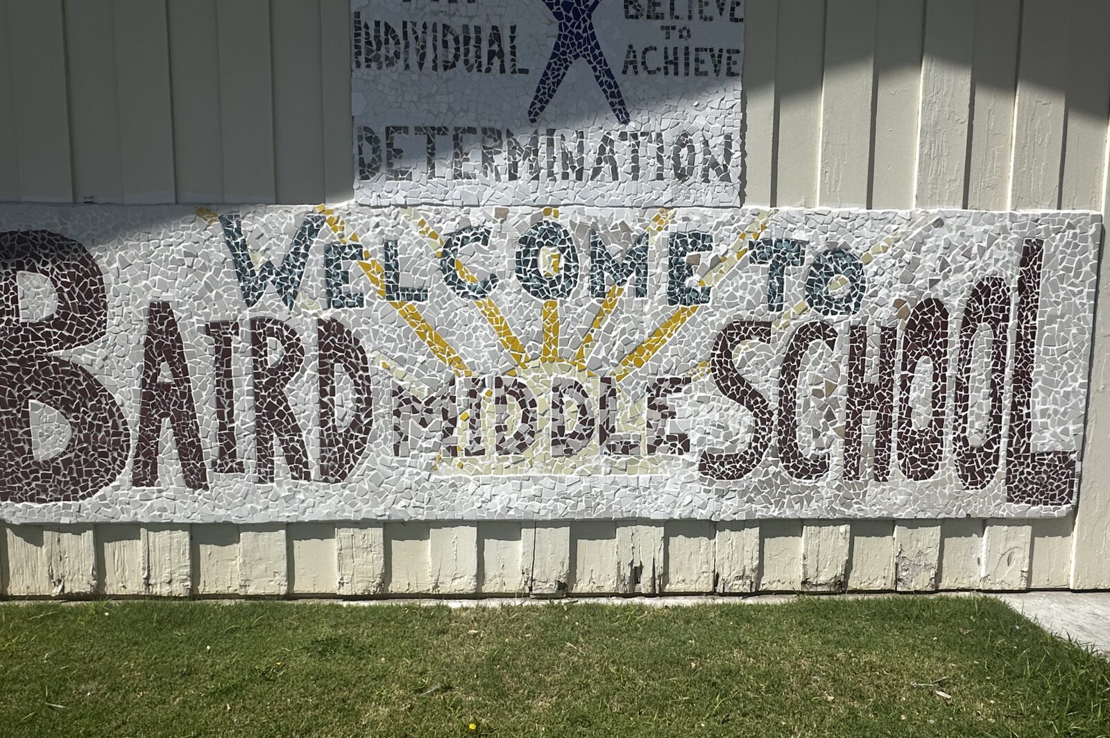 Welcome to Baird Middle School mosaic sign